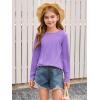Haloumoning Toddler Baby Girls Long Sleeve T Shirt Little Kids Fall Crew Neck Tops Casual Tees 3-10 Years(Purple)
