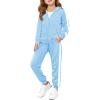 Haloumoning Girls 2 Piece Outfits Sweatsuit Kids Athletic Zip Up Hoodie and Sweatpants Clothing Sets 5-14Y(Sky Blue)
