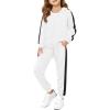 Haloumoning Girls 2 Piece Outfits Sweatsuit Kids Athletic Zip Up Hoodie and Sweatpants Clothing Sets 5-14Y(White)