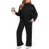 Haloumoning Girls 2 Piece Outfits Sweatsuit Kids Mock Neck Sweatshirt Wide Leg Pants Tracksuits Fall Outfits 5-14 Years(Black)