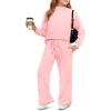 Haloumoning Girls 2 Piece Outfits Sweatsuit Kids Mock Neck Sweatshirt Wide Leg Pants Tracksuits Fall Outfits 5-14 Years(Pink)