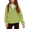 Haloumoning Girls’ Outerwear Jackets Kids Soft Fleece Zip up Hoodie with Pockets 5-14 years(Grass Green)