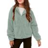 Haloumoning Girls’ Outerwear Jackets Kids Soft Fleece Zip up Hoodie with Pockets 5-14 years(Green)