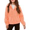 Haloumoning Girls’ Outerwear Jackets Kids Soft Fleece Zip up Hoodie with Pockets 5-14 years(Light Orange)