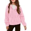 Haloumoning Girls’ Outerwear Jackets Kids Soft Fleece Zip up Hoodie with Pockets 5-14 years(Pink)