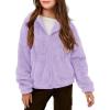 Haloumoning Girls’ Outerwear Jackets Kids Soft Fleece Zip up Hoodie with Pockets 5-14 years(Purple)