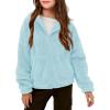 Haloumoning Girls’ Outerwear Jackets Kids Soft Fleece Zip up Hoodie with Pockets 5-14 years(Sky Blue)