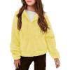 Haloumoning Girls’ Outerwear Jackets Kids Soft Fleece Zip up Hoodie with Pockets 5-14 years(Yellow)