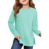 Haloumoning Girls Oversized Crewneck Sweatshirts Kids Long Sleeve Shirts Tops Fall Pullover 5-14 Years(Mint Green)
