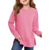 Haloumoning Girls Oversized Crewneck Sweatshirts Kids Long Sleeve Shirts Tops Fall Pullover 5-14 Years(Pink)