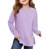 Haloumoning Girls Oversized Crewneck Sweatshirts Kids Long Sleeve Shirts Tops Fall Pullover 5-14 Years(Purple)