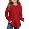 Haloumoning Girls Oversized Crewneck Sweatshirts Kids Long Sleeve Shirts Tops Fall Pullover 5-14 Years(Red)