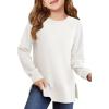 Haloumoning Girls Oversized Crewneck Sweatshirts Kids Long Sleeve Shirts Tops Fall Pullover 5-14 Years(White)