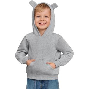 Haloumoning Baby Toddler Kid Boy Hooded Sweatshirts Fleece Hoodies Ear Hoodie Pullover Clothes with Pocket 1-8 Years(Dark Grey)