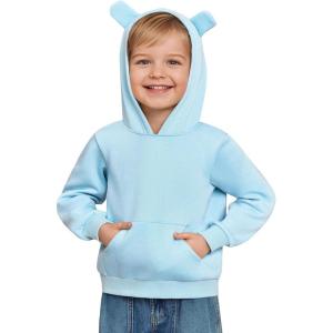 Haloumoning Baby Toddler Kid Boy Hooded Sweatshirts Fleece Hoodies Ear Hoodie Pullover Clothes with Pocket 1-8 Years(Sky Blue)