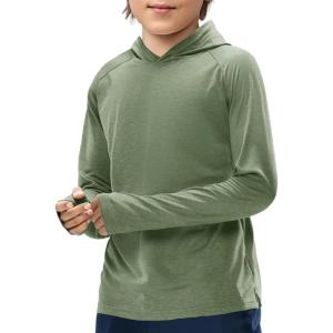 Haloumoning Boys Athletic Hoodies Youth Raglan Long Sleeve Pullover Hoodie Sweatshirts with Thumbhole 5-14 Years(Army Green)