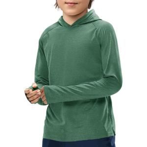 Haloumoning Boys Athletic Hoodies Youth Raglan Long Sleeve Pullover Hoodie Sweatshirts with Thumbhole 5-14 Years(Dark Green)