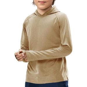 Haloumoning Boys Athletic Hoodies Youth Raglan Long Sleeve Pullover Hoodie Sweatshirts with Thumbhole 5-14 Years(Khaki)