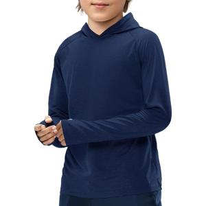 Haloumoning Boys Athletic Hoodies Youth Raglan Long Sleeve Pullover Hoodie Sweatshirts with Thumbhole 5-14 Years(Navy Blue)