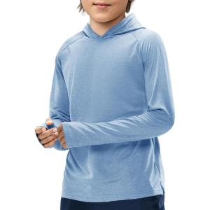Haloumoning Boys Athletic Hoodies Youth Raglan Long Sleeve Pullover Hoodie Sweatshirts with Thumbhole 5-14 Years(Sky Blue)