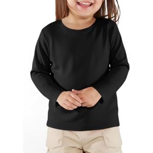 Haloumoning Toddler Baby Girls Long Sleeve T Shirt Little Kids Fall Crew Neck Tops Casual Tees 3-10 Years(Black)