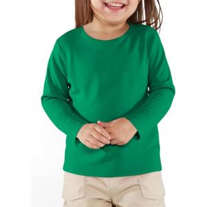 Haloumoning Toddler Baby Girls Long Sleeve T Shirt Little Kids Fall Crew Neck Tops Casual Tees 3-10 Years(Dark Green)