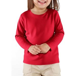 Haloumoning Toddler Baby Girls Long Sleeve T Shirt Little Kids Fall Crew Neck Tops Casual Tees 3-10 Years(Red)