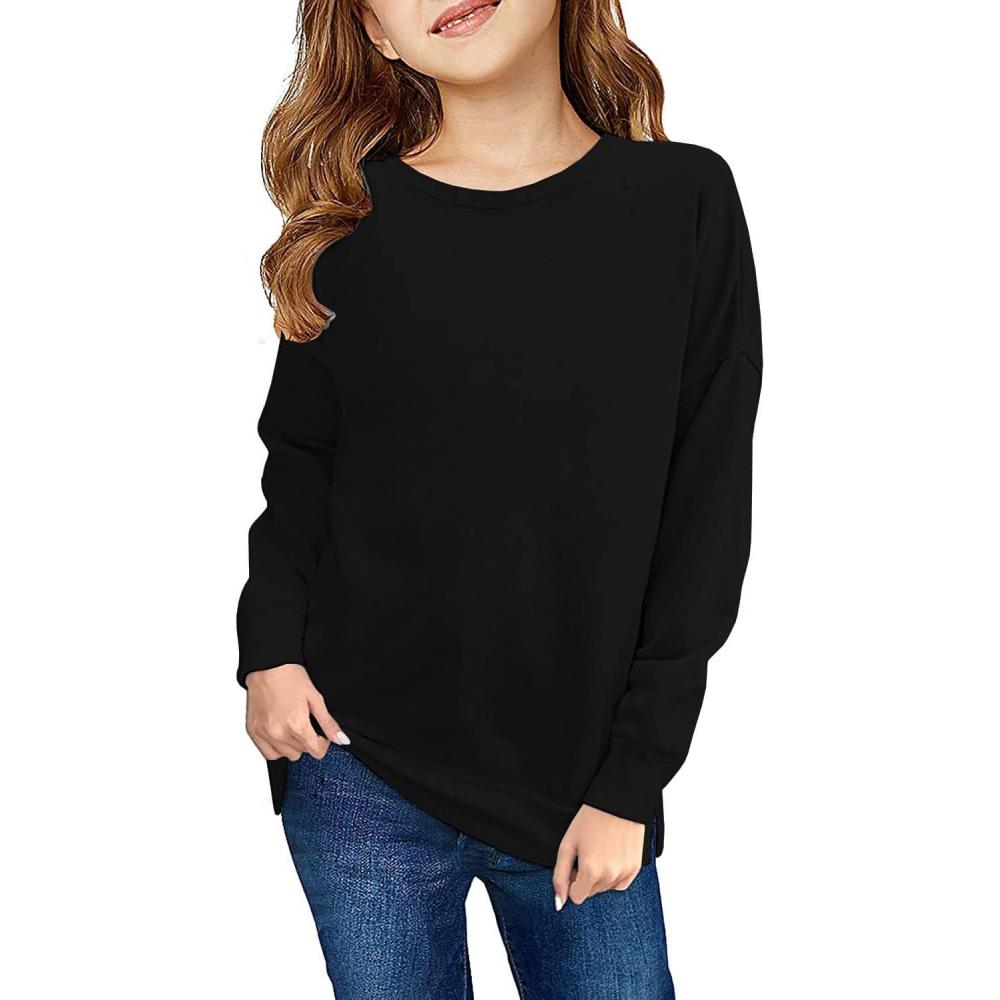 image:imageHaloumoning Girls Striped Color Block Sweatshirts Kids Tie Dye Crewneck Long Sleeve Pullover Tops 415 YearsDblack