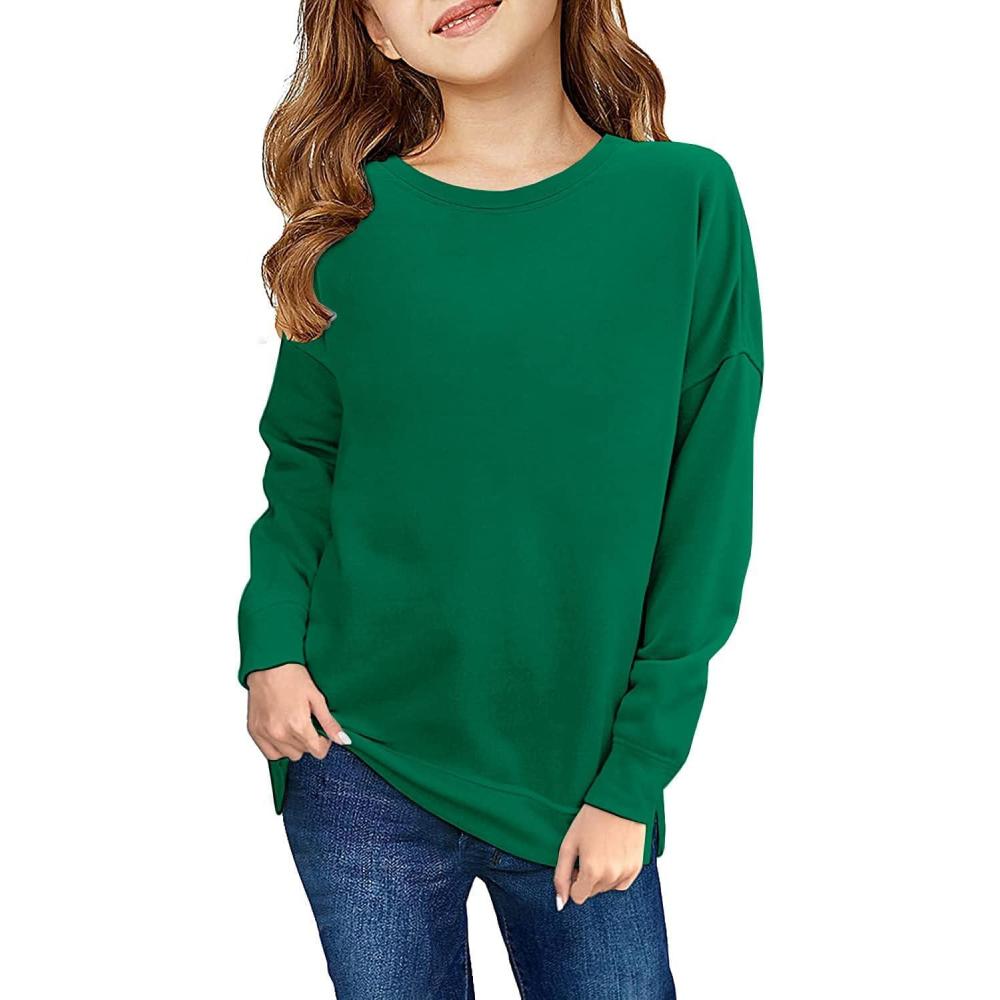 image:imageHaloumoning Girls Striped Color Block Sweatshirts Kids Tie Dye Crewneck Long Sleeve Pullover Tops 415 YearsDgreen