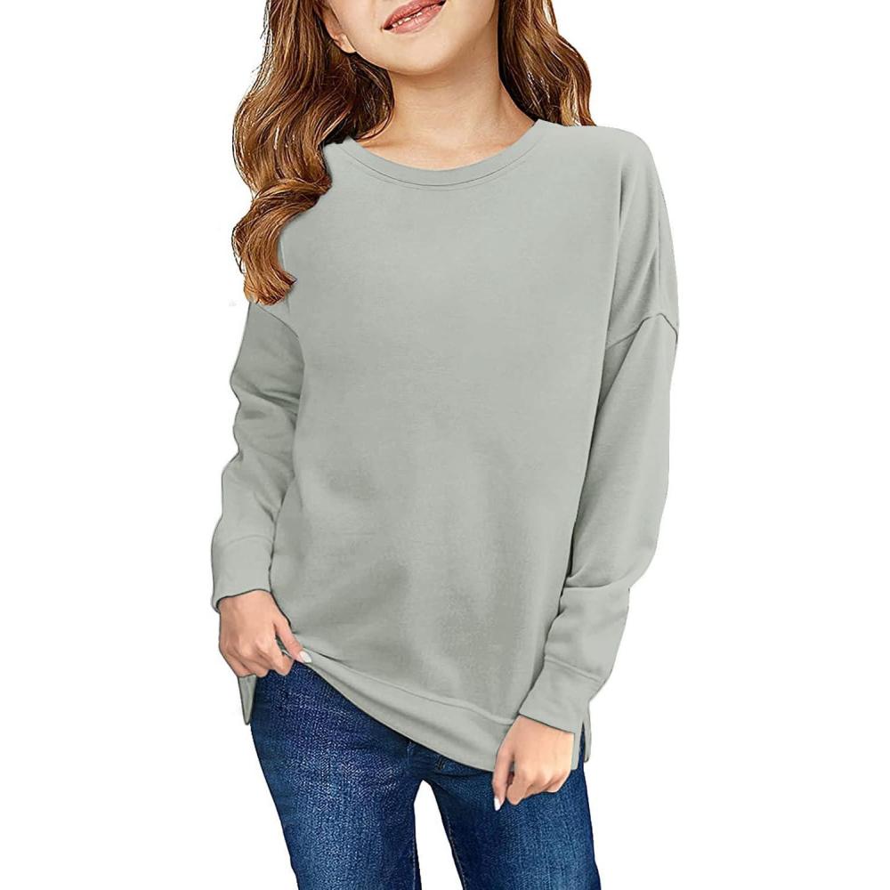 image:imageHaloumoning Girls Striped Color Block Sweatshirts Kids Tie Dye Crewneck Long Sleeve Pullover Tops 415 YearsDgrey