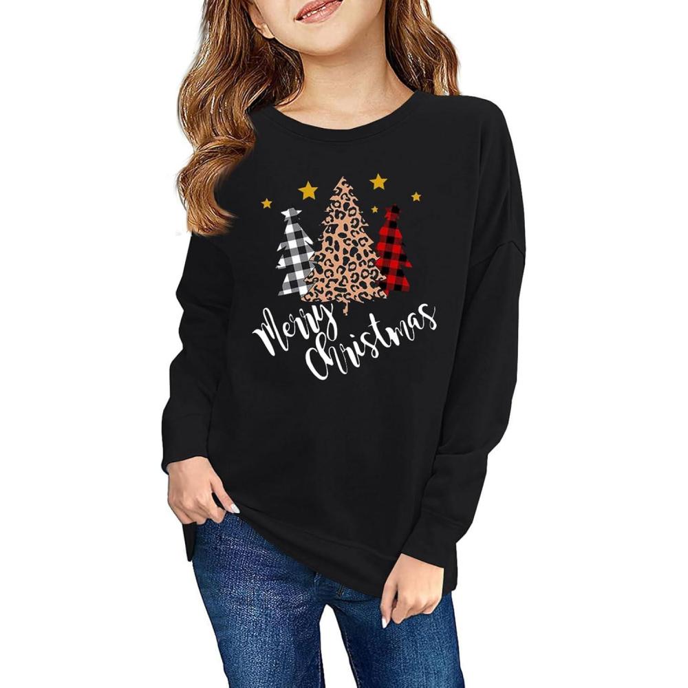 image:imageHaloumoning Girls Striped Color Block Sweatshirts Kids Tie Dye Crewneck Long Sleeve Pullover Tops 415 YearsFblack