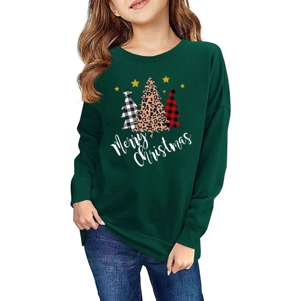 image:imageHaloumoning Girls Striped Color Block Sweatshirts Kids Tie Dye Crewneck Long Sleeve Pullover Tops 415 YearsFgreen