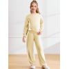 Haloumoning Girls 2 Piece Fall Outfits Color Block Sweatshirt and Elastic Wide Leg Sweatpants Clothing Sets 5-14 Years(Beige)