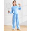 Haloumoning Girls 2 Piece Fall Outfits Color Block Sweatshirt and Elastic Wide Leg Sweatpants Clothing Sets 5-14 Years(Blue)