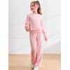 Haloumoning Girls 2 Piece Fall Outfits Color Block Sweatshirt and Elastic Wide Leg Sweatpants Clothing Sets 5-14 Years(Pink)