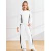 Haloumoning Girls 2 Piece Fall Outfits Color Block Sweatshirt and Elastic Wide Leg Sweatpants Clothing Sets 5-14 Years(White)