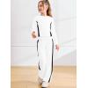 Haloumoning Girls 2 Piece Fall Outfits Color Block Sweatshirt and Elastic Wide Leg Sweatpants Clothing Sets 5-14 Years(White)
