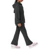 Haloumoning Girls 2 Pieces Outfits Ribbed Knit Hoodies Flare Pants Sweatshirts and Sweatpants Kids Tracksuits 4-14 Years(Black)