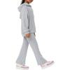 Haloumoning Girls 2 Pieces Outfits Ribbed Knit Hoodies Flare Pants Sweatshirts and Sweatpants Kids Tracksuits 4-14 Years(Gray)