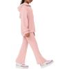 Haloumoning Girls 2 Pieces Outfits Ribbed Knit Hoodies Flare Pants Sweatshirts and Sweatpants Kids Tracksuits 4-14 Years(Pink)
