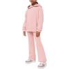 Haloumoning Girls 2 Pieces Outfits Ribbed Knit Hoodies Flare Pants Sweatshirts and Sweatpants Kids Tracksuits 4-14 Years(Pink)