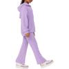 Haloumoning Girls 2 Pieces Outfits Ribbed Knit Hoodies Flare Pants Sweatshirts and Sweatpants Kids Tracksuits 4-14 Years(Purple)