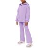 Haloumoning Girls 2 Pieces Outfits Ribbed Knit Hoodies Flare Pants Sweatshirts and Sweatpants Kids Tracksuits 4-14 Years(Purple)