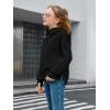 Haloumoning Girls Athletic Quarter Zip Fleece Hoodies Kids Side Slits Sweatshirts Thumb Hole Pullover Tops 5-14 Years(Black)