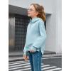 Haloumoning Girls Athletic Quarter Zip Fleece Hoodies Kids Side Slits Sweatshirts Thumb Hole Pullover Tops 5-14 Years(Blue)