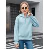 Haloumoning Girls Athletic Quarter Zip Fleece Hoodies Kids Side Slits Sweatshirts Thumb Hole Pullover Tops 5-14 Years(Blue)