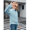 Haloumoning Girls Athletic Quarter Zip Fleece Hoodies Kids Side Slits Sweatshirts Thumb Hole Pullover Tops 5-14 Years(Blue)