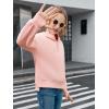 Haloumoning Girls Athletic Quarter Zip Fleece Hoodies Kids Side Slits Sweatshirts Thumb Hole Pullover Tops 5-14 Years(Pink)