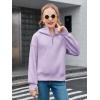 Haloumoning Girls Athletic Quarter Zip Fleece Hoodies Kids Side Slits Sweatshirts Thumb Hole Pullover Tops 5-14 Years(Purple)
