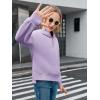 Haloumoning Girls Athletic Quarter Zip Fleece Hoodies Kids Side Slits Sweatshirts Thumb Hole Pullover Tops 5-14 Years(Purple)